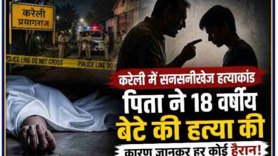 प्रयागराज के करेली क्षेत्र में पिता द्वारा 18 वर्षीय बेटे की हत्या का सांकेतिक दृश्य, पुलिस जांच और क्राइम सीन