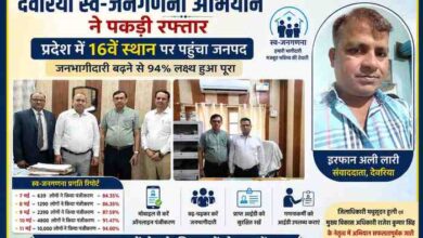 देवरिया में स्व-जनगणना अभियान को लेकर अधिकारियों के साथ रिपोर्टर इरफान अली लारी की फीचर इमेज