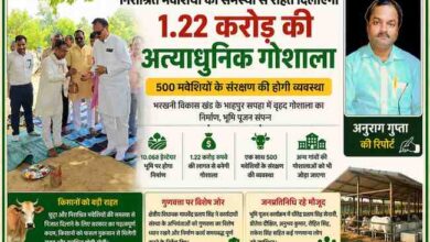 भूमि पूजन कार्यक्रम के दौरान विधायक और जनप्रतिनिधियों के साथ वृहद गोशाला परियोजना की फीचर इमेज, जिसमें रिपोर्टर अनुराग गुप्ता की तस्वीर भी शामिल है।