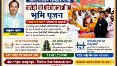राज्यमंत्री रजनी तिवारी शाहाबाद में विकास परियोजनाओं के भूमि पूजन कार्यक्रम के दौरान समर्थकों और जनप्रतिनिधियों के साथ