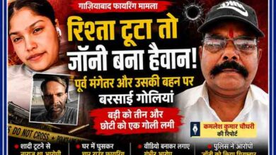 गाजियाबाद फायरिंग मामले की फीचर इमेज, जिसमें पीड़िता, आरोपी और रिपोर्टर कमलेश कुमार चौधरी की तस्वीर के साथ गोलीबारी की घटना को दर्शाया गया है।