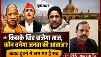 उत्तर प्रदेश विधानसभा चुनाव 2027 को लेकर योगी आदित्यनाथ, अखिलेश यादव और मायावती के साथ रिपोर्टर ठाकुर बख्श सिंह की विशेष राजनीतिक विश्लेषणात्मक फीचर इमेज।