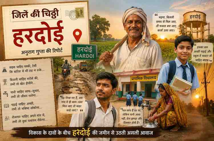 हरदोई की ग्रामीण जिंदगी, किसान, छात्र, नौजवान, महिला, सड़क, पानी और बिजली की समस्याओं को दर्शाती फीचर इमेज
